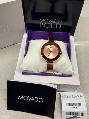 Movado Bold Rose Gold Tone Women's Bracelet Watch